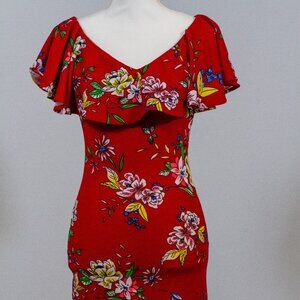 Red Floral Festive Dress